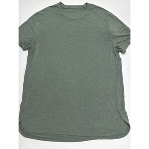 Lululemon Mens Large Heathered Sage Green Short Sleeve Athletic T-Shirt Curved